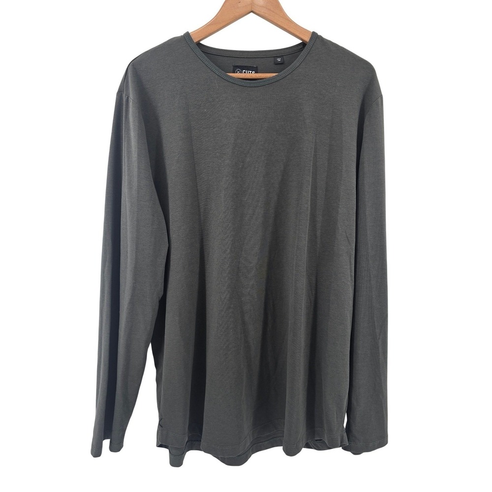 CUTS Long Sleeve Tee Mens XXL Grey PYCA Pro Crew Neck Split Hem Minimalist Shirt